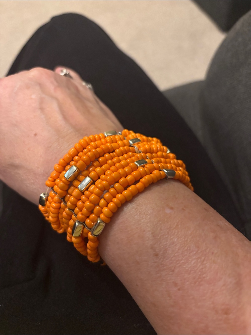 Orange Beaded Multi-Strand Stretch Bracelet - Women Jewelry